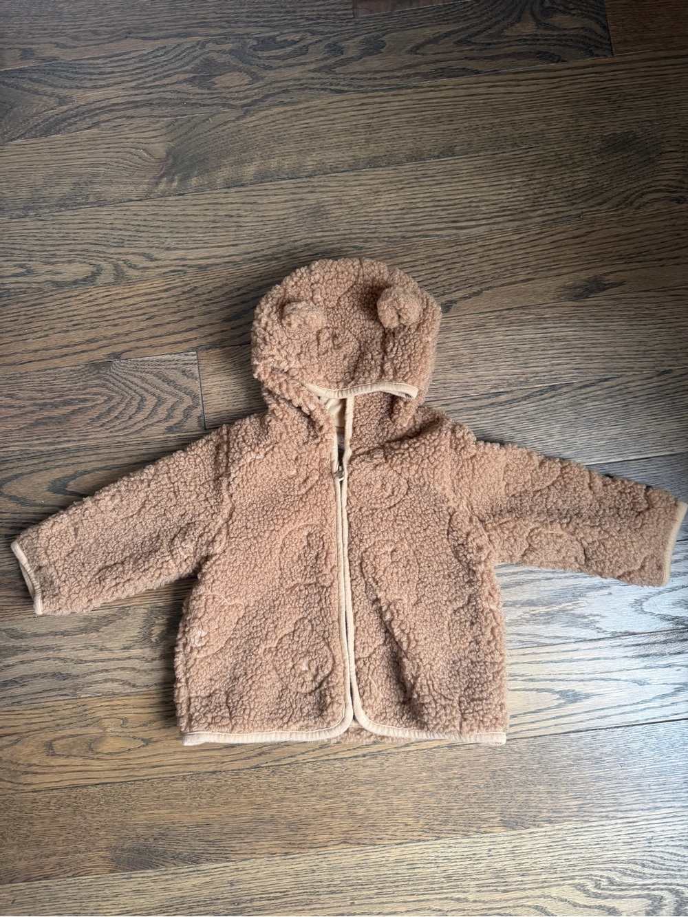 Baby Gap Teddy Bear Sherpa Hooded Jacket 6-12 Months Beige Brown